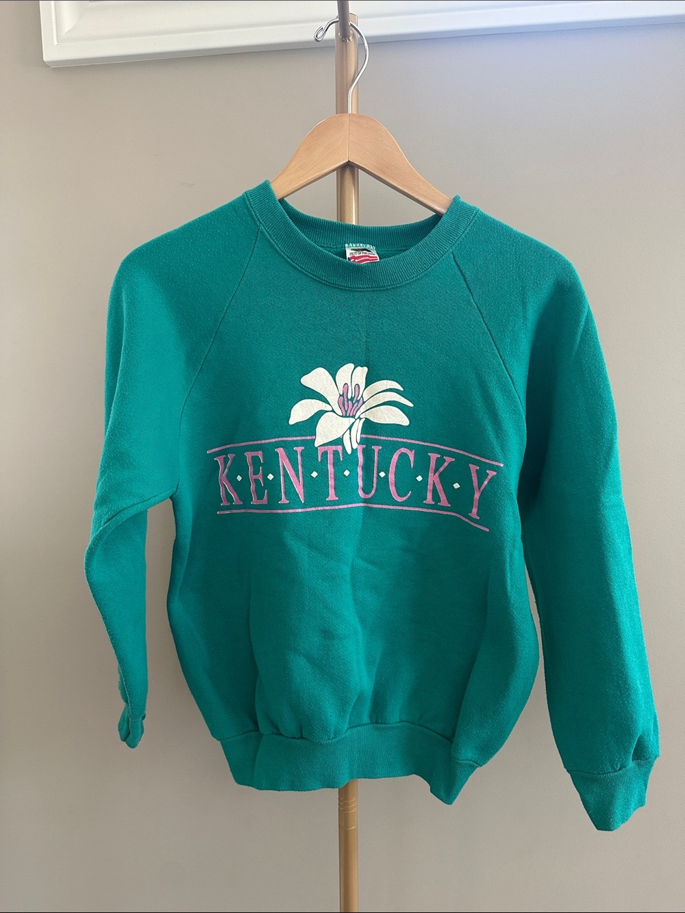 Vintage Kentucky Floral Graphic Sweatshirt Fruit of the Loom M Green